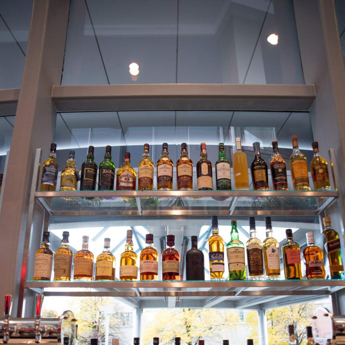 Stainless steel liquor shelves Bear Metal Works