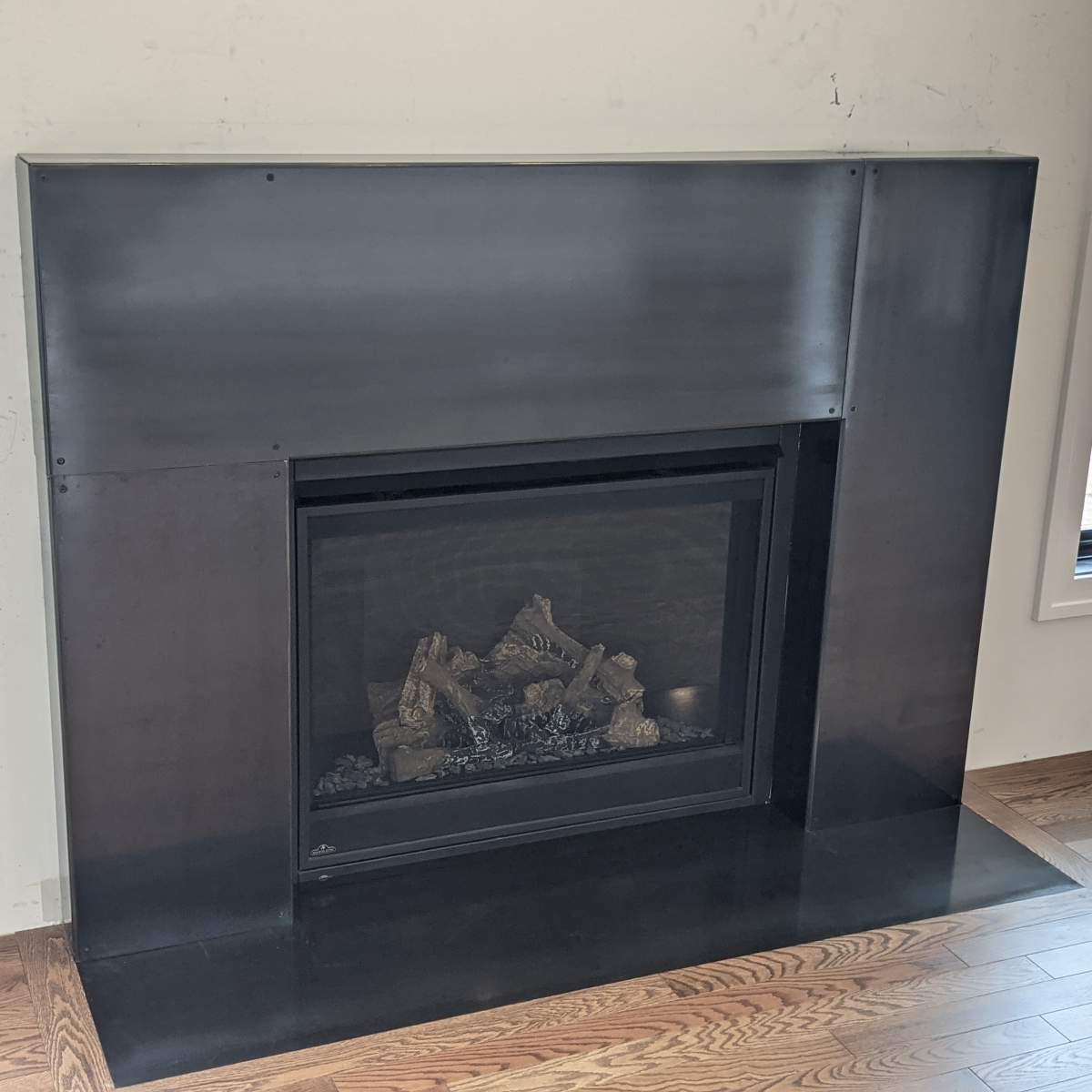 Blackened Steel Fireplace Surround - Bear Metal Works