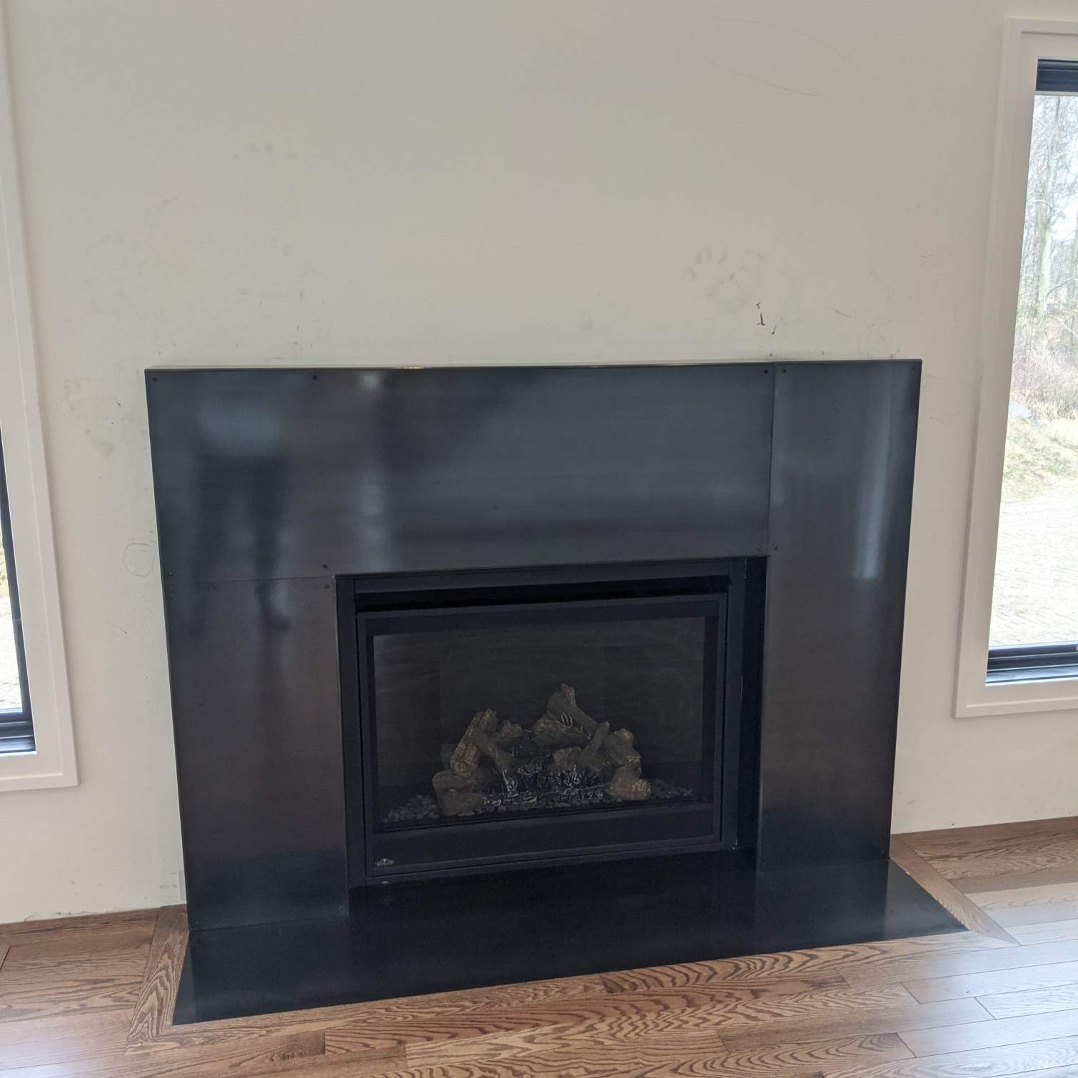 Blackened Steel Fireplace Surround - Bear Metal Works