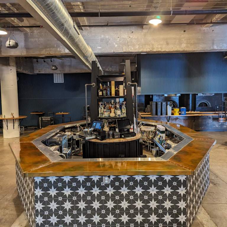 Custom Bar Top and Drink Rail