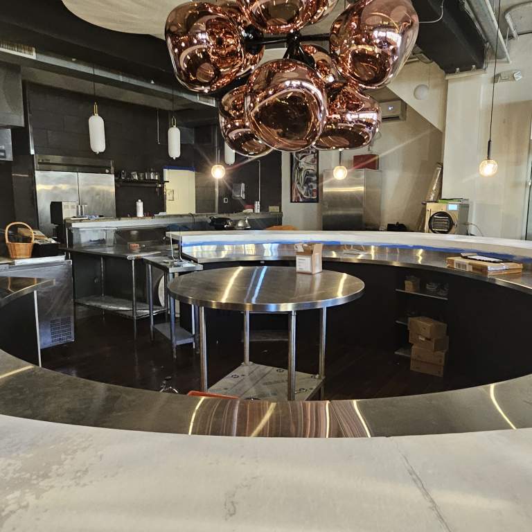 Custom Curved Stainless Prep Tables 